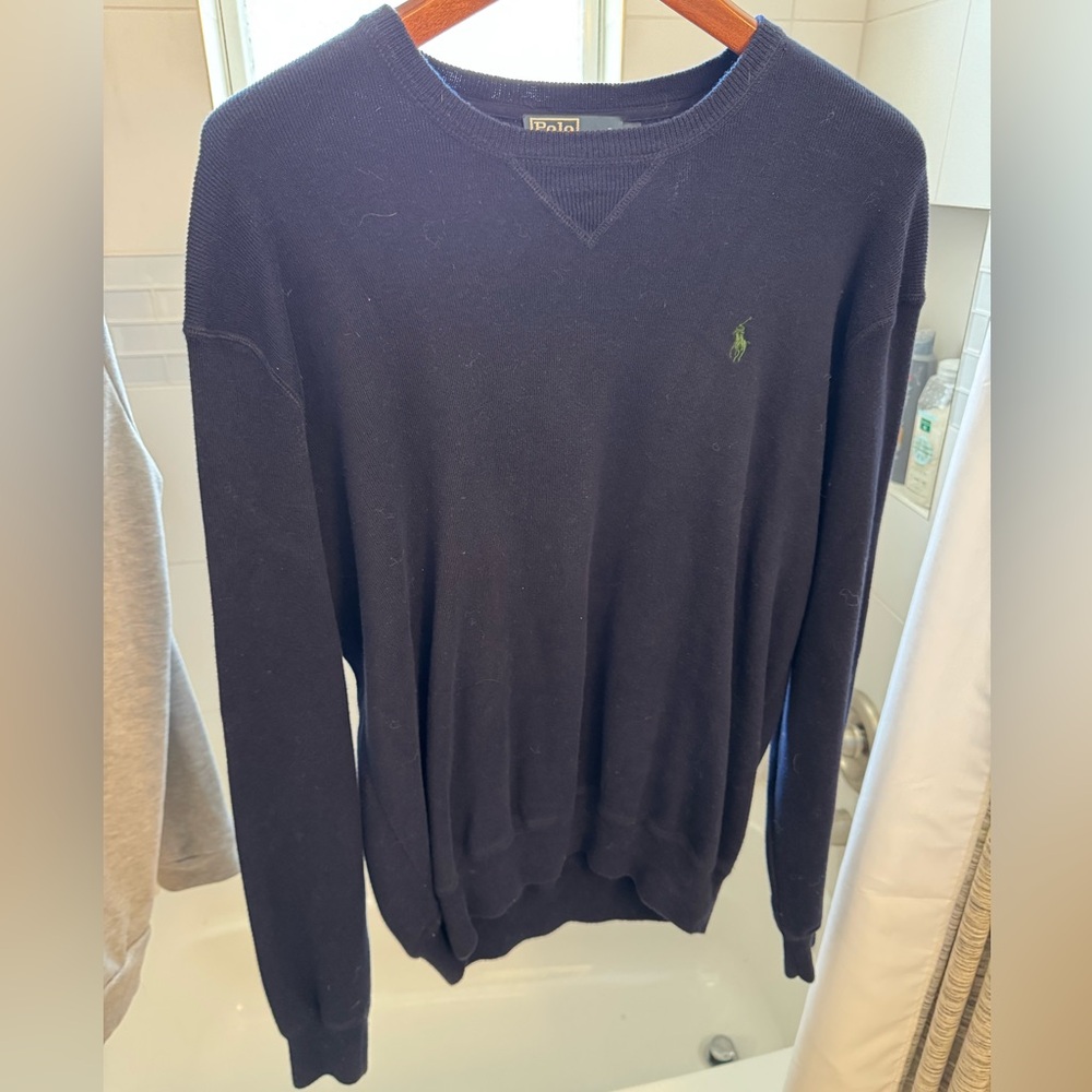 Polo Ralph Lauren 100% Cotton Navy Sweater - Large - Ralph Lauren Christmas